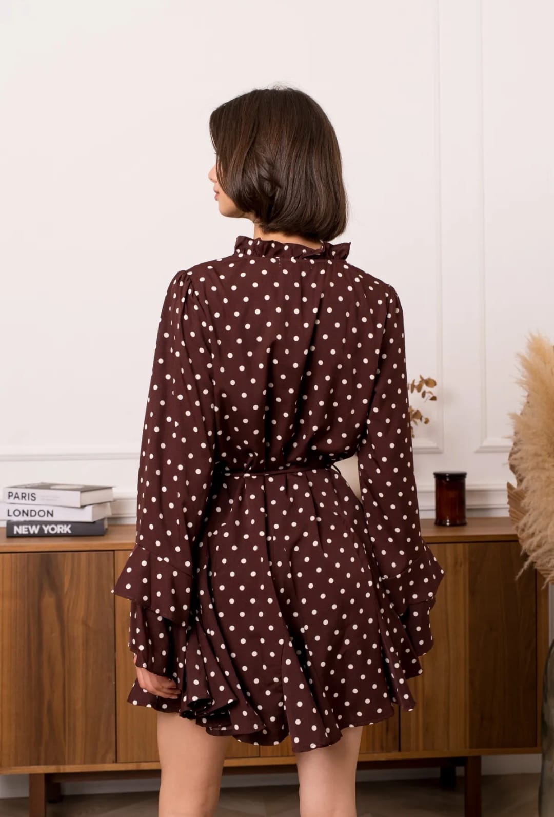 Brown Polka - Dot Mini Dress