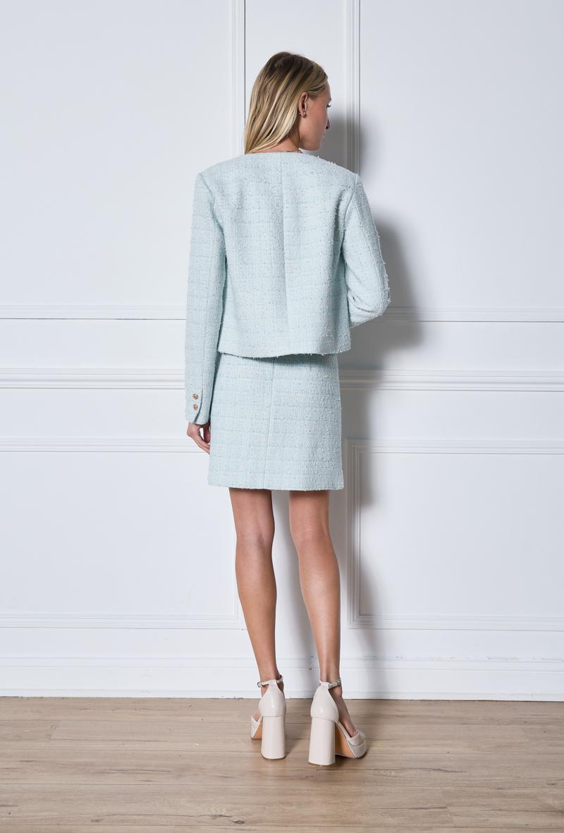 Sky Blue Tweed Mini Skirt
