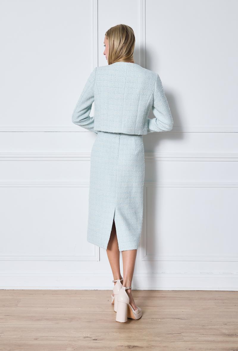 Sky Blue Tweed Blazer