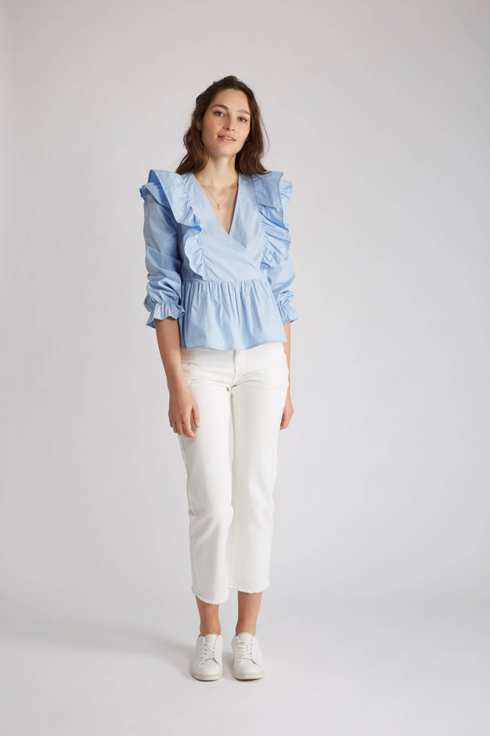 Maggie Cotton blouse with ruffles