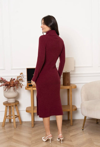 Burgundy Knitted Dress