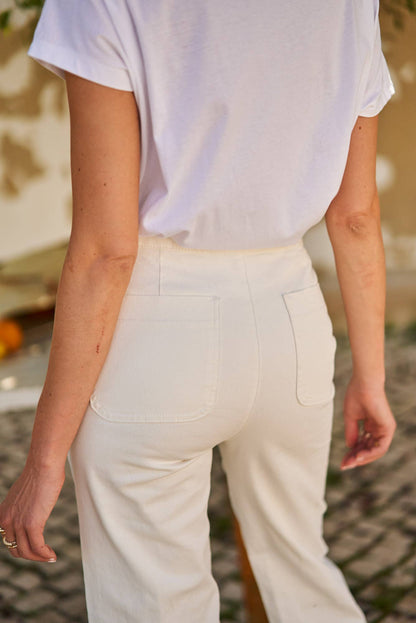 Vaqueros de pata ancha Yvette de 6 botones