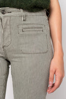 Olive Striped Wide Leg Jeans