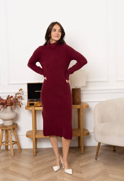 Burgundy Knitted Dress