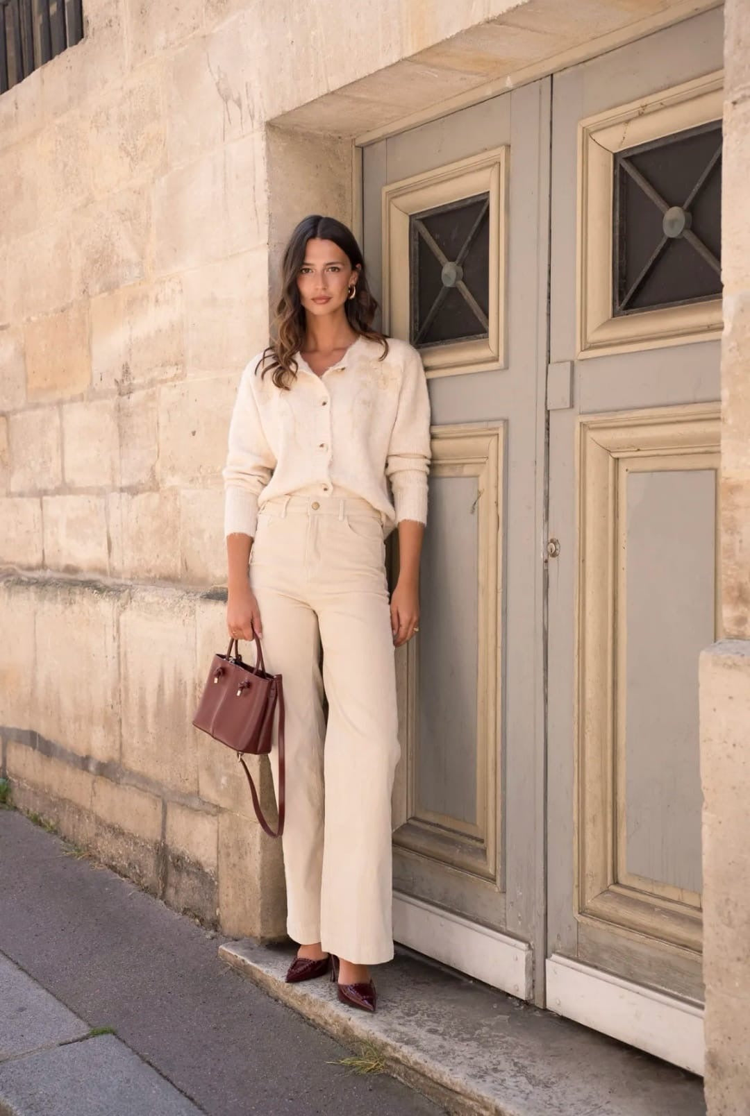 High Waisted Cotton Corduroy Pants