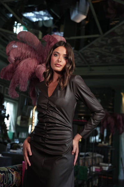 The Sabine Faux Leather Midi