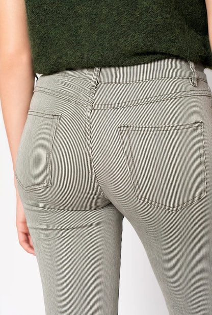 Olive Striped Wide Leg Jeans