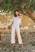 Vaqueros de pata ancha Yvette de 6 botones