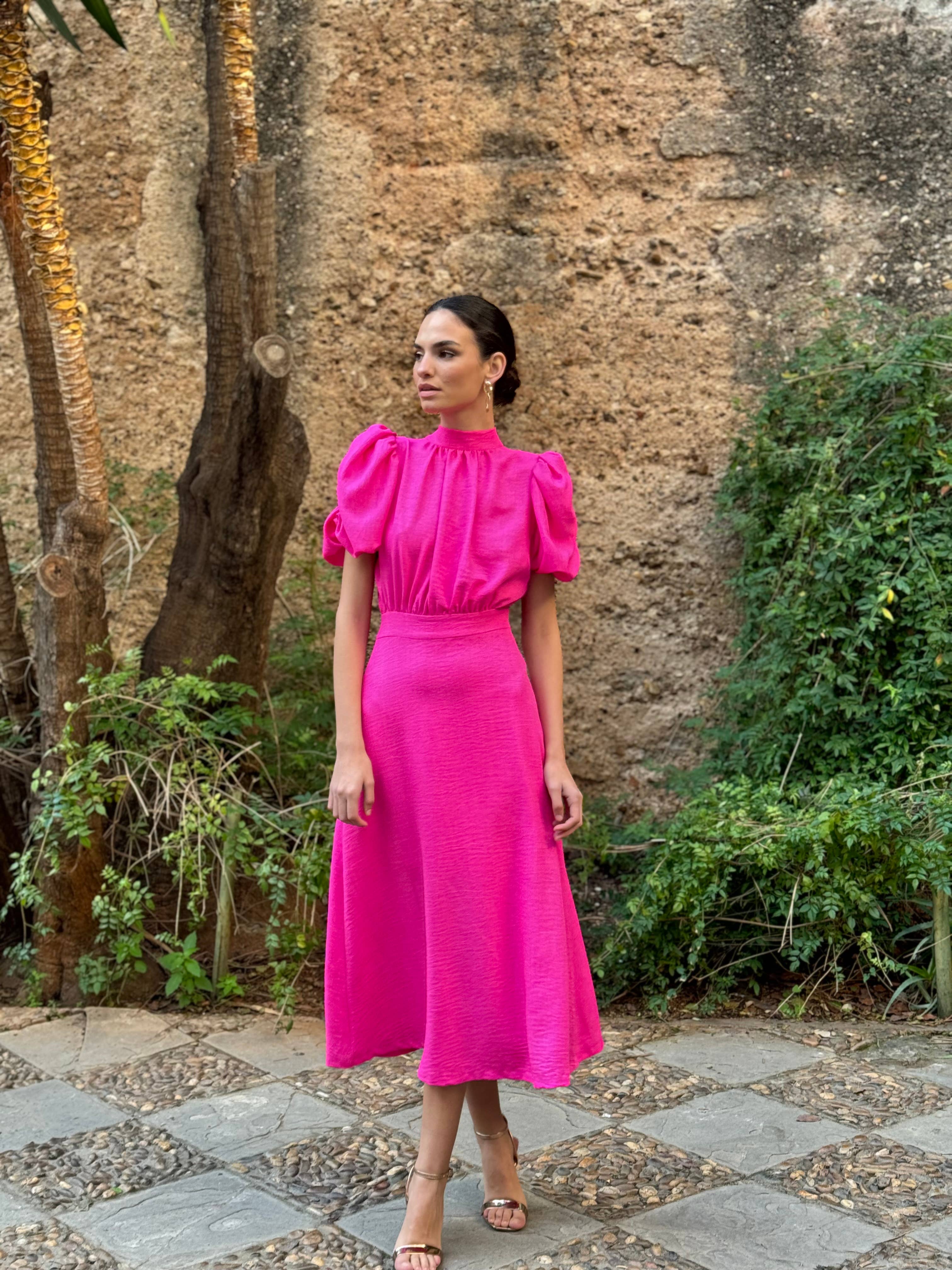 Fuchsia wedding guest dress best sale