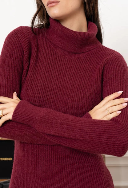 Burgundy Knitted Dress
