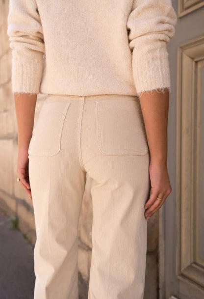High Waisted Cotton Corduroy Pants