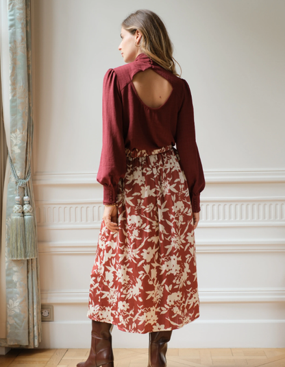 Selina Burgundy Pussy Bow Blouse