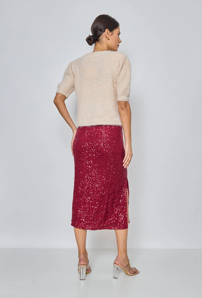 Burgundy Sequin Skirt