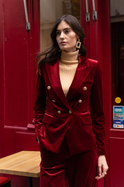 Burgundy Velvet Blazer