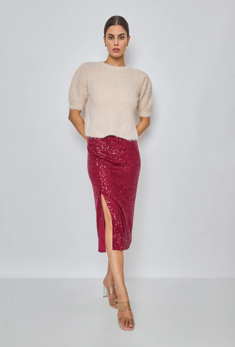 Burgundy Sequin Skirt