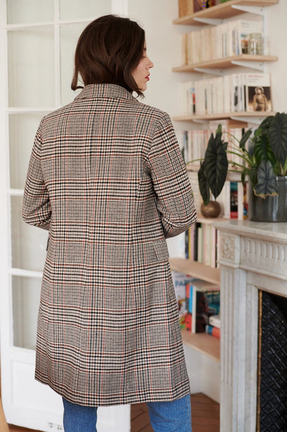 Double Breasted Checked Coat