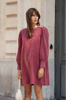 Céleste Bordeaux Denim Dress