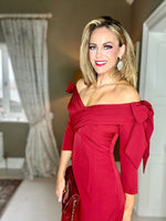 Kimberly Red Bardot Dress