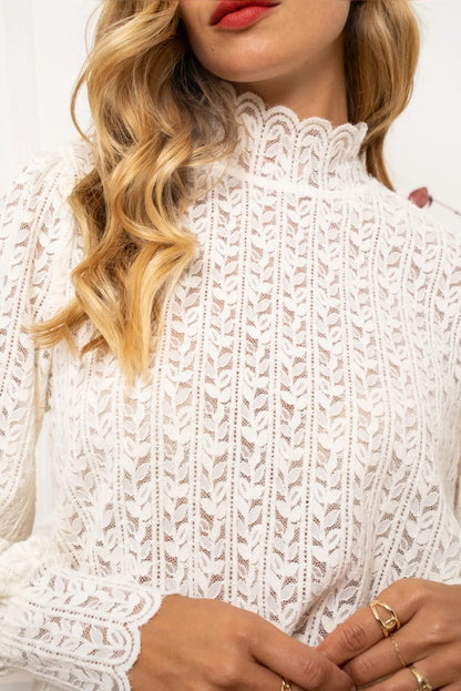 White High-Neck Lace Top
