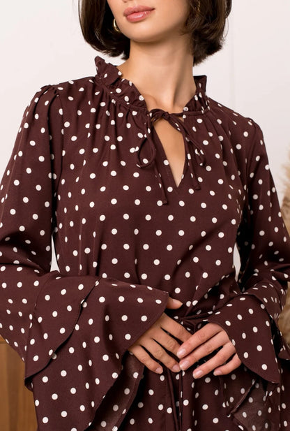 Brown Polka - Dot Mini Dress