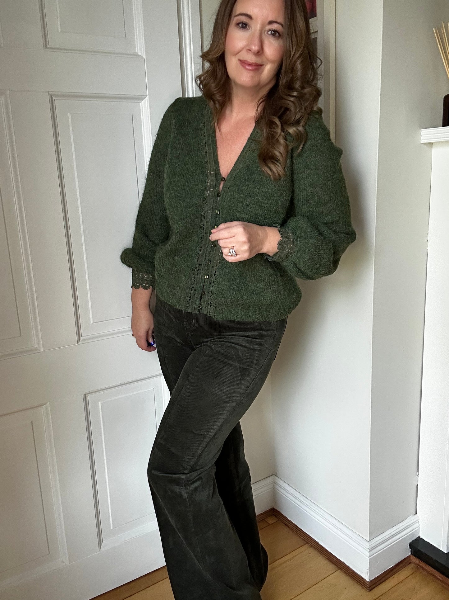 High Waisted Cotton Corduroy Pants