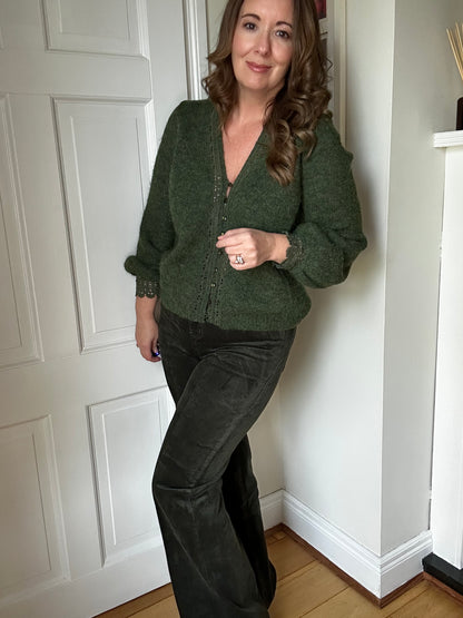 High Waisted Cotton Corduroy Pants