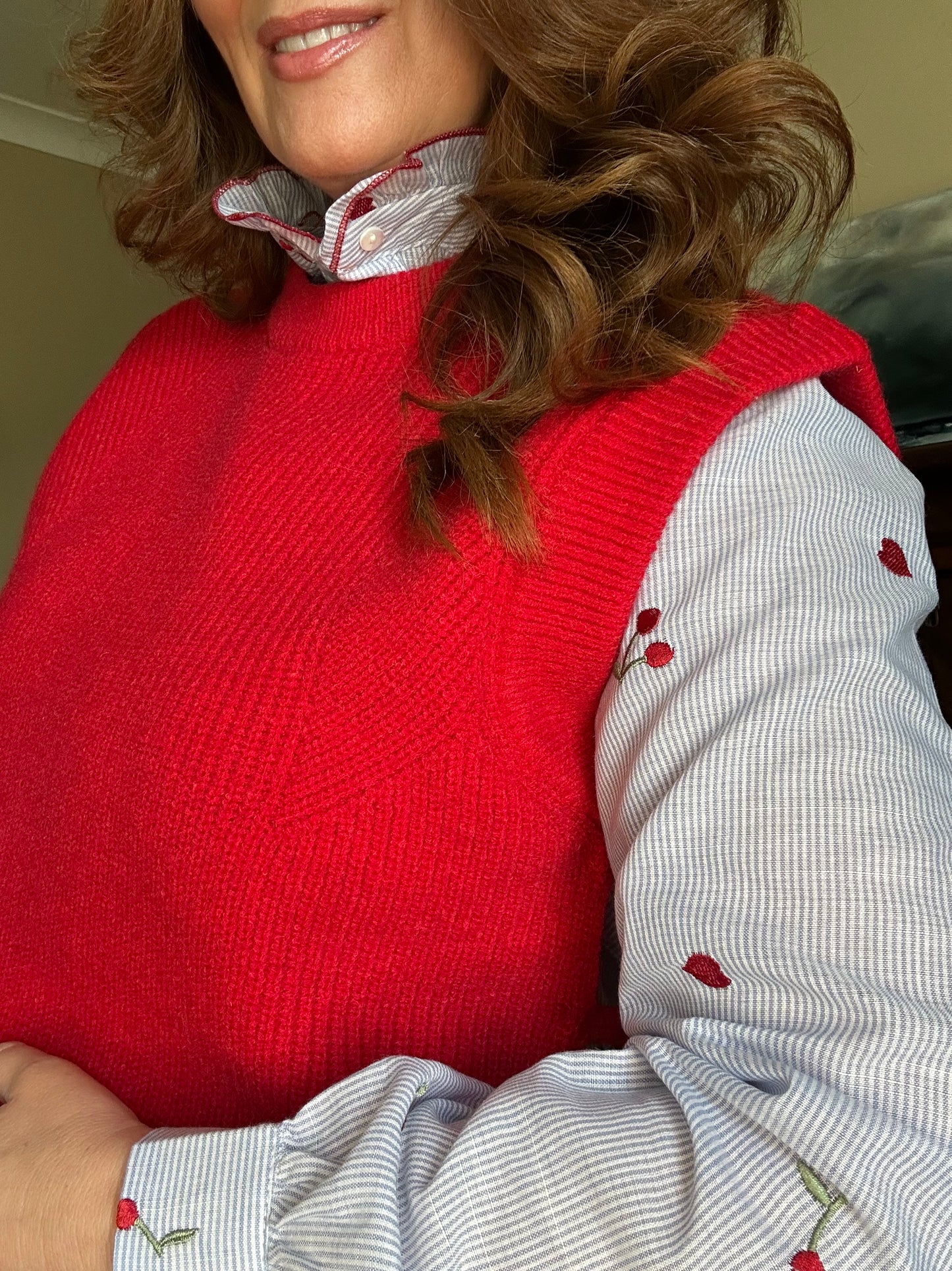 Blue Stripe Cherry Blouse