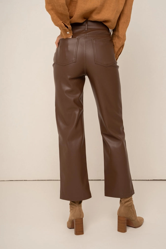 Chocolate Faux Leather Trousers