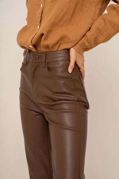 Chocolate Faux Leather Trousers