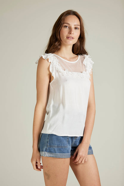 Charmaine - Embroidered tulle top