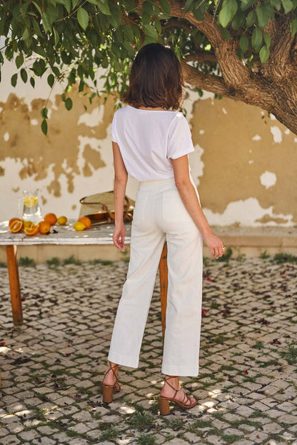 Vaqueros de pata ancha Yvette de 6 botones