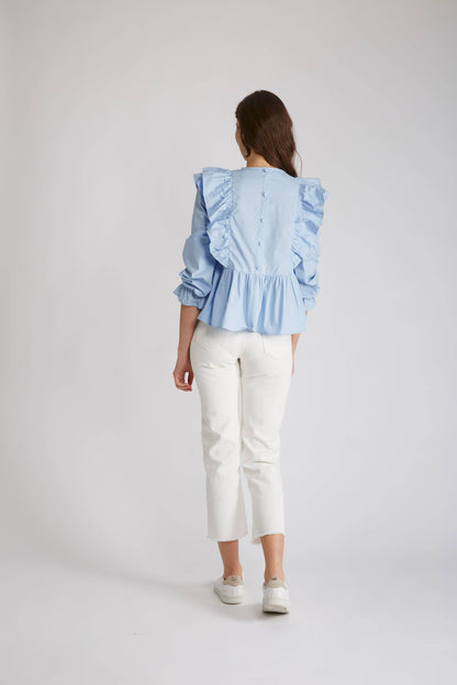 Maggie Cotton blouse with ruffles