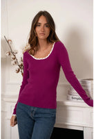 Magenta Top with Scalloped Piping